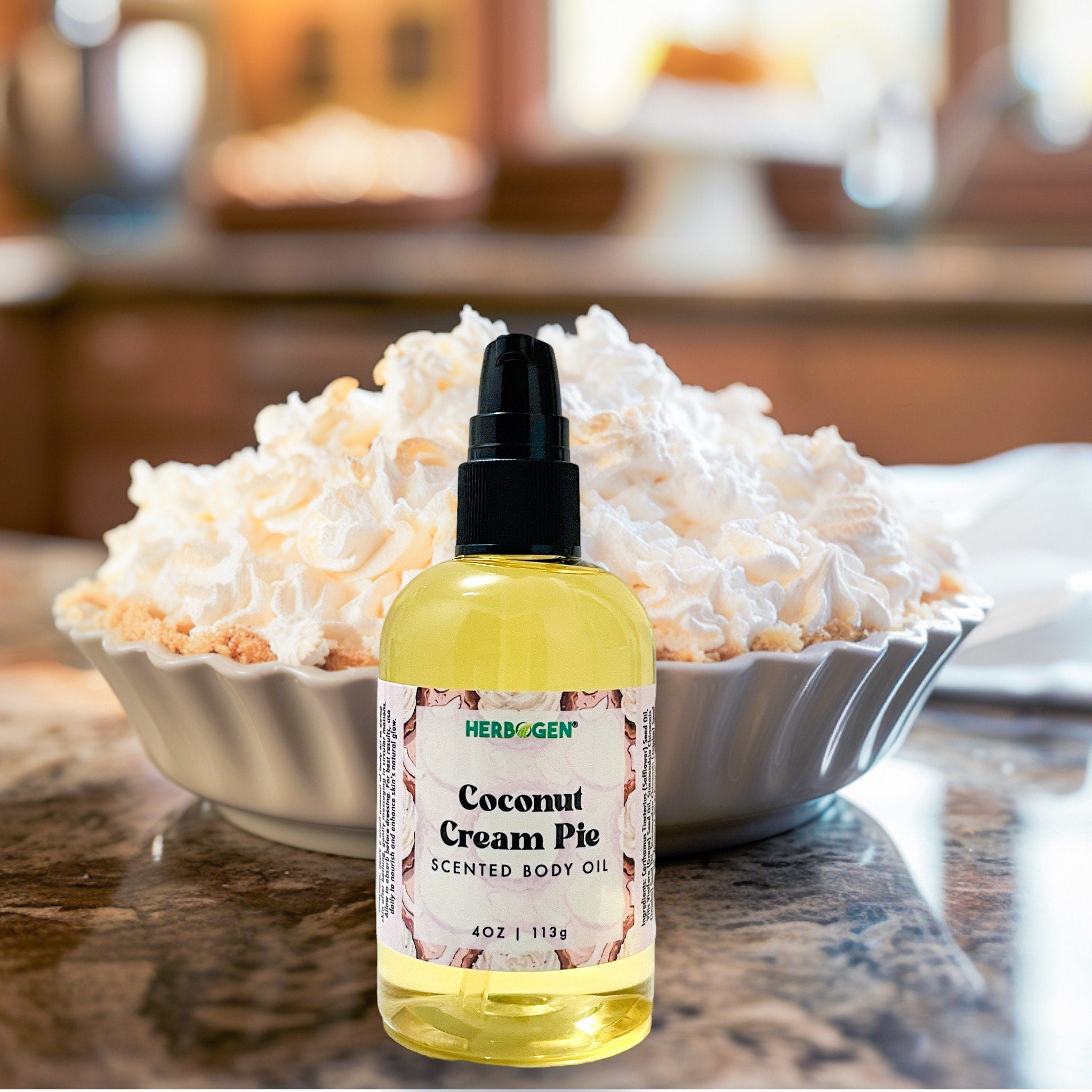 Coconut Cream Pie Scented Body Oil 4 Oz, Body Care Lotion, Natural Organic Oil Blend, Moisturizing Vegan Body Oil, Aromatherapy Relaxing Oil