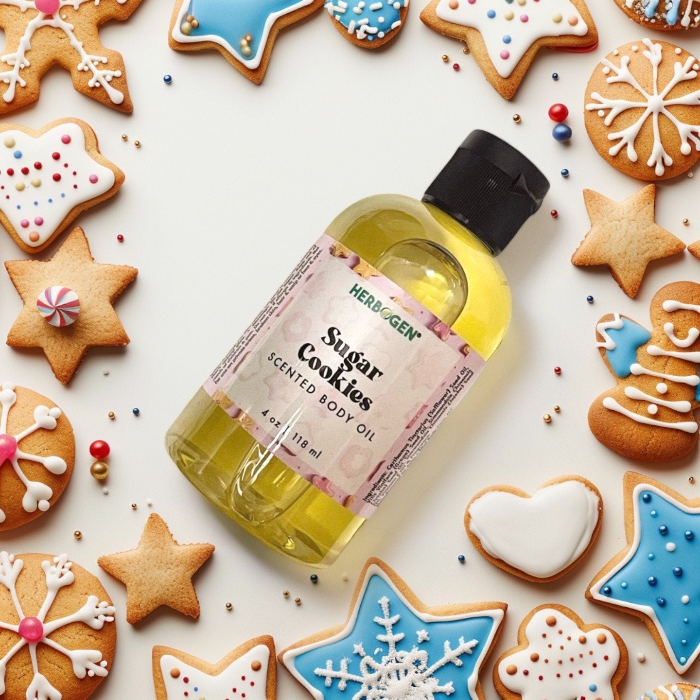 Sugar Cookies Scented Body Oil, Fast-Absorbing Body Oil, Massage Oil, Moisturizer, Lotion Alternative, Water-Free