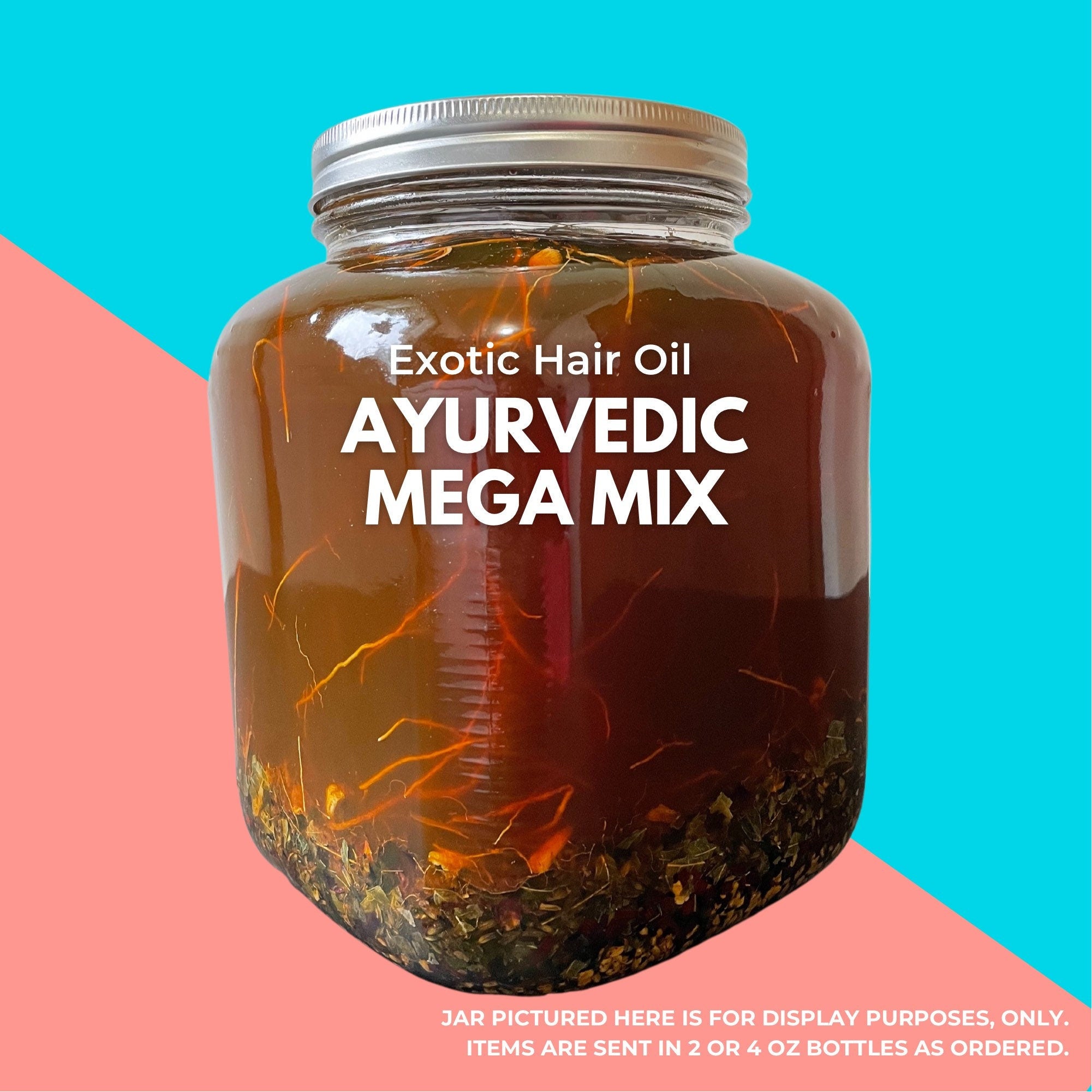Ayurvedic Sun Infused Mega Mix Hair Oil with Amla, Bhringraj, Fenugreek, Hibiscus, and Black Seed: Promotes Hair Growth, Stronger Hair