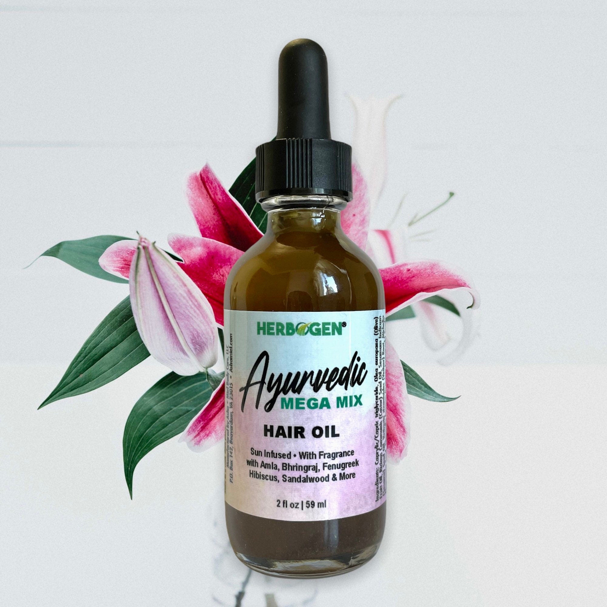 Ayurvedic Sun Infused Mega Mix Hair Oil with Amla, Bhringraj, Fenugreek, Hibiscus, and Black Seed: Promotes Hair Growth, Stronger Hair