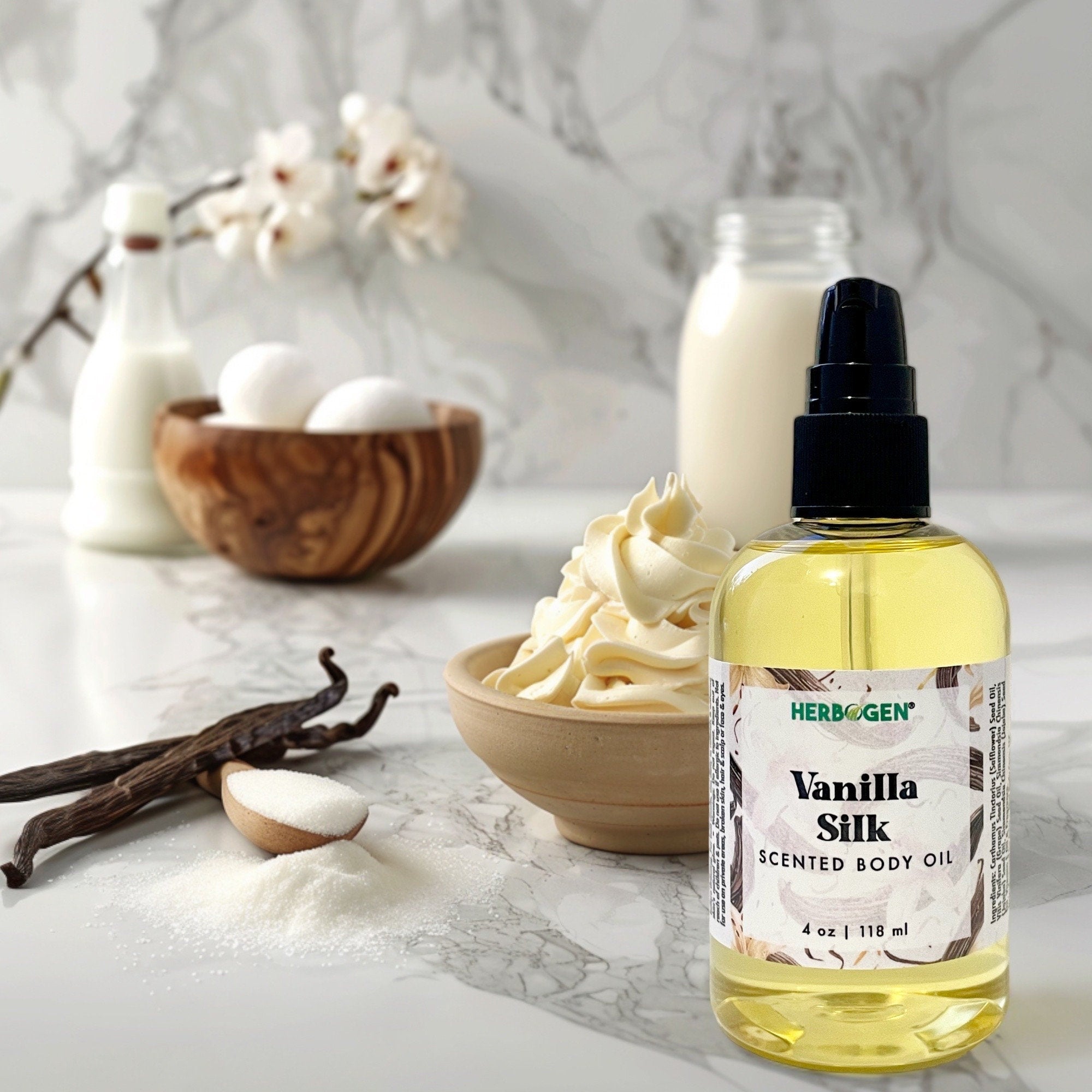 Vanilla Silk Body Oil - Velvety Sweet Aroma - Moisturizing and Nourishing with Natural Oils