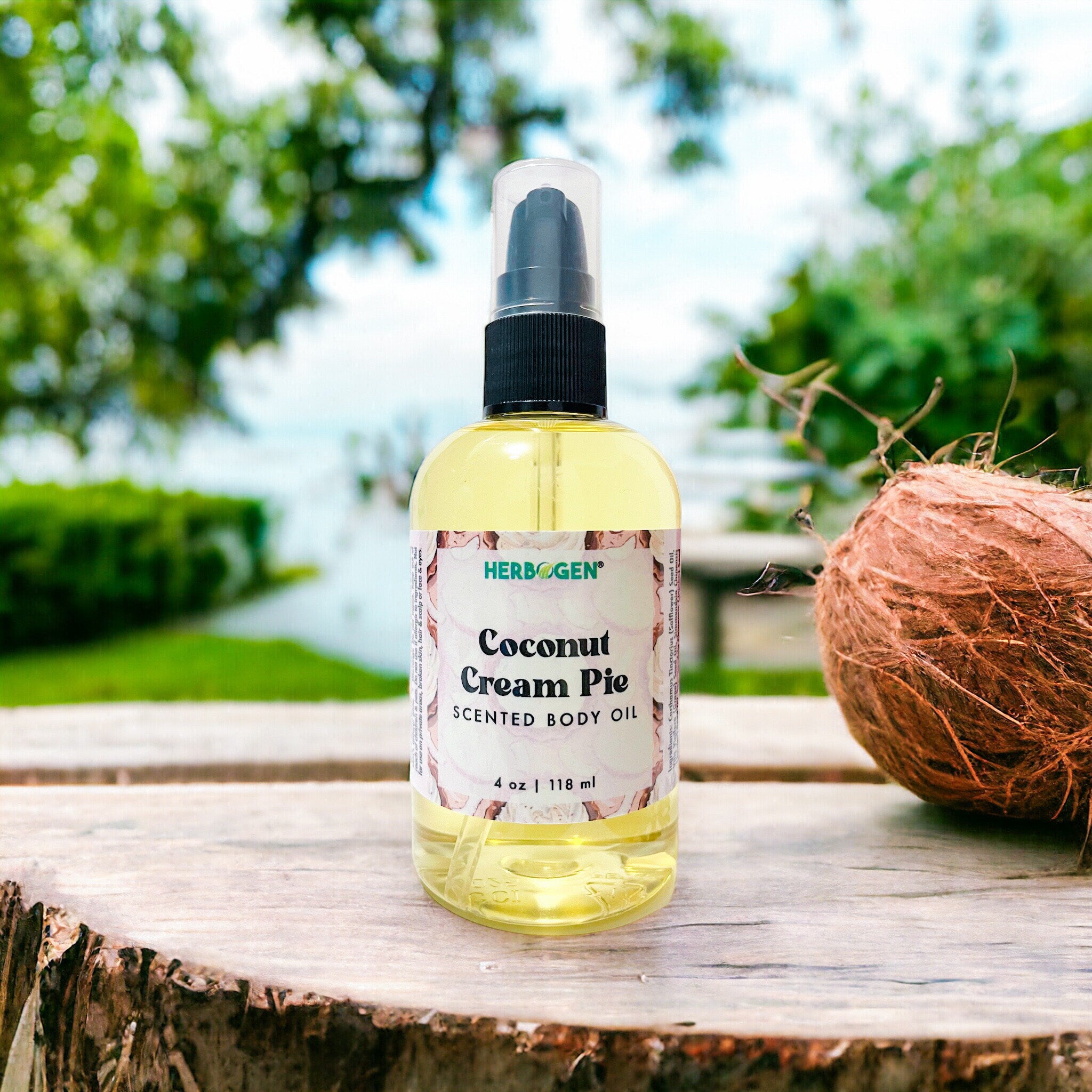 Coconut Cream Pie Scented Body Oil 4 Oz, Body Care Lotion, Natural Organic Oil Blend, Moisturizing Vegan Body Oil, Aromatherapy Relaxing Oil