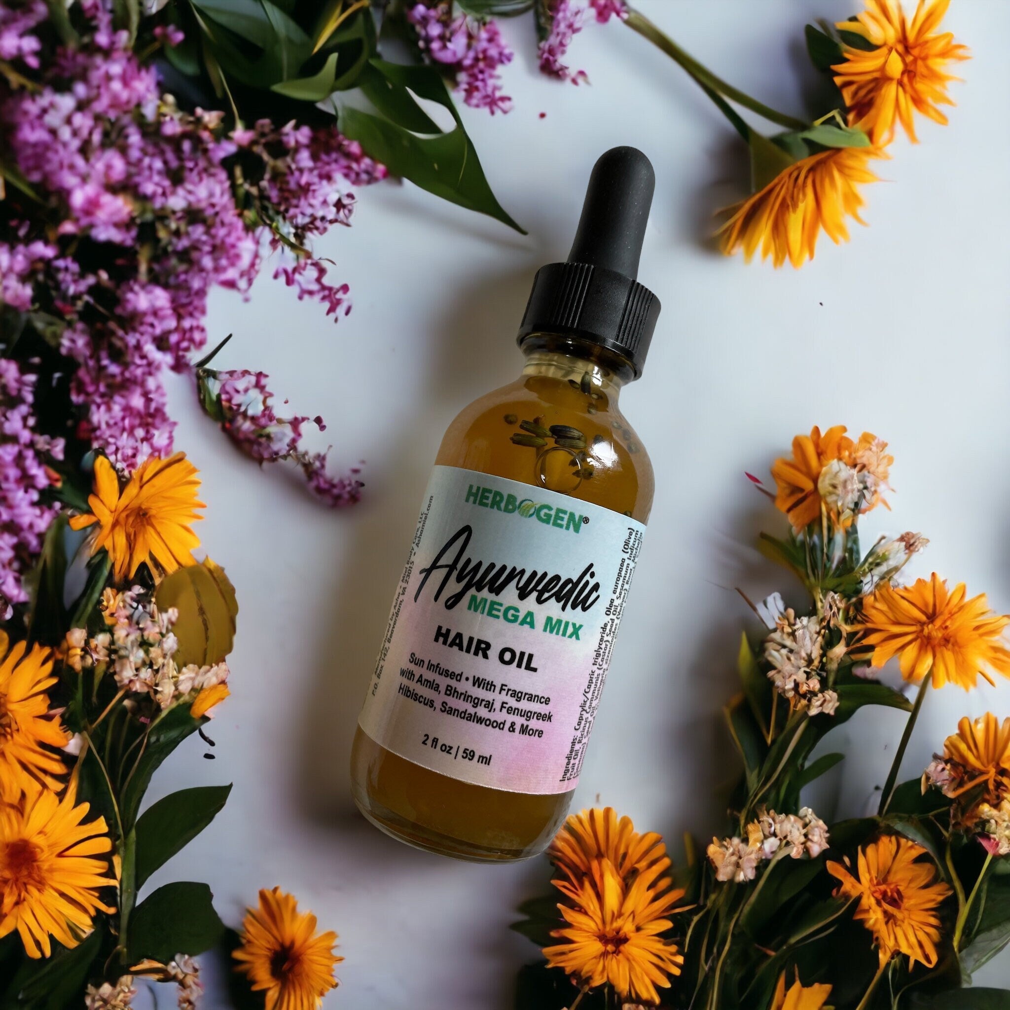 Ayurvedic Sun Infused Mega Mix Hair Oil with Amla, Bhringraj, Fenugreek, Hibiscus, and Black Seed: Promotes Hair Growth, Stronger Hair