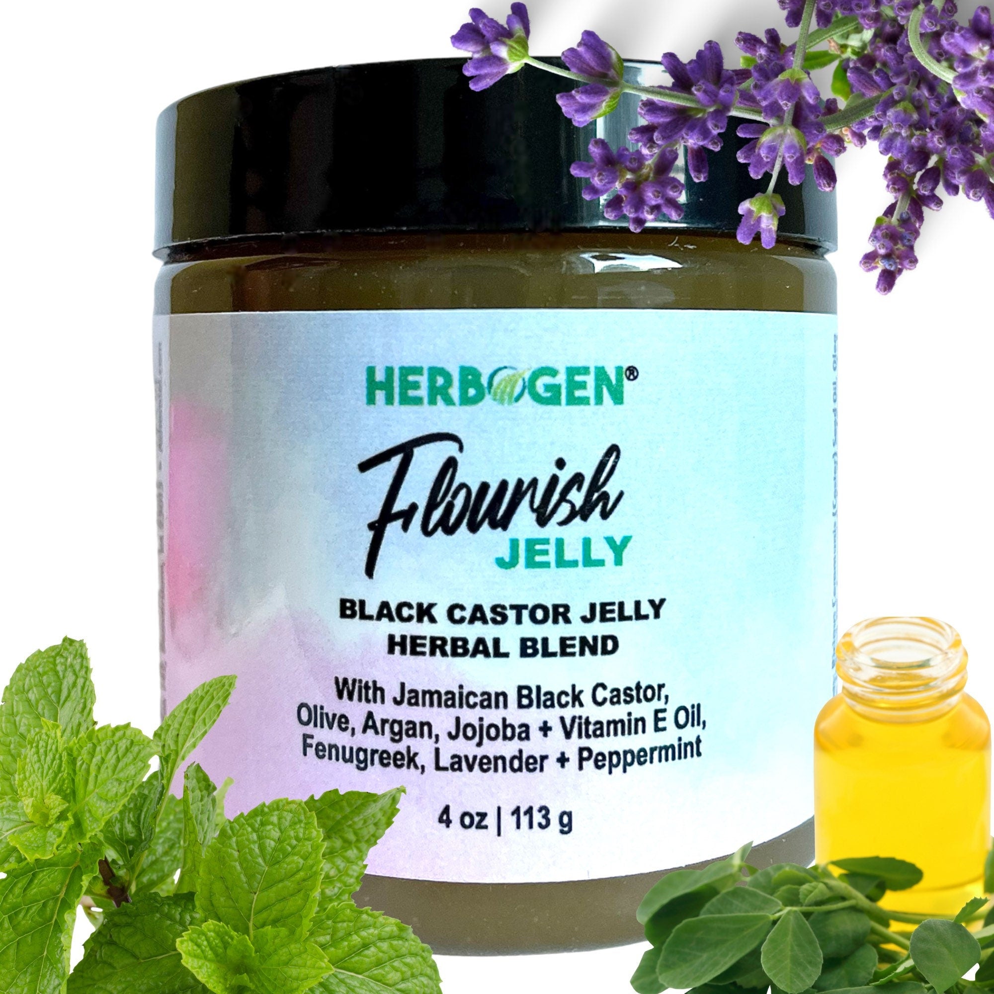 Herbogen Black Castor Jelly, Hair Care Jelly, Castor Oil, Argan Oil, Jojoba Oil, Light Hair Wax, loc butter, braid & twist butter, Hairdress