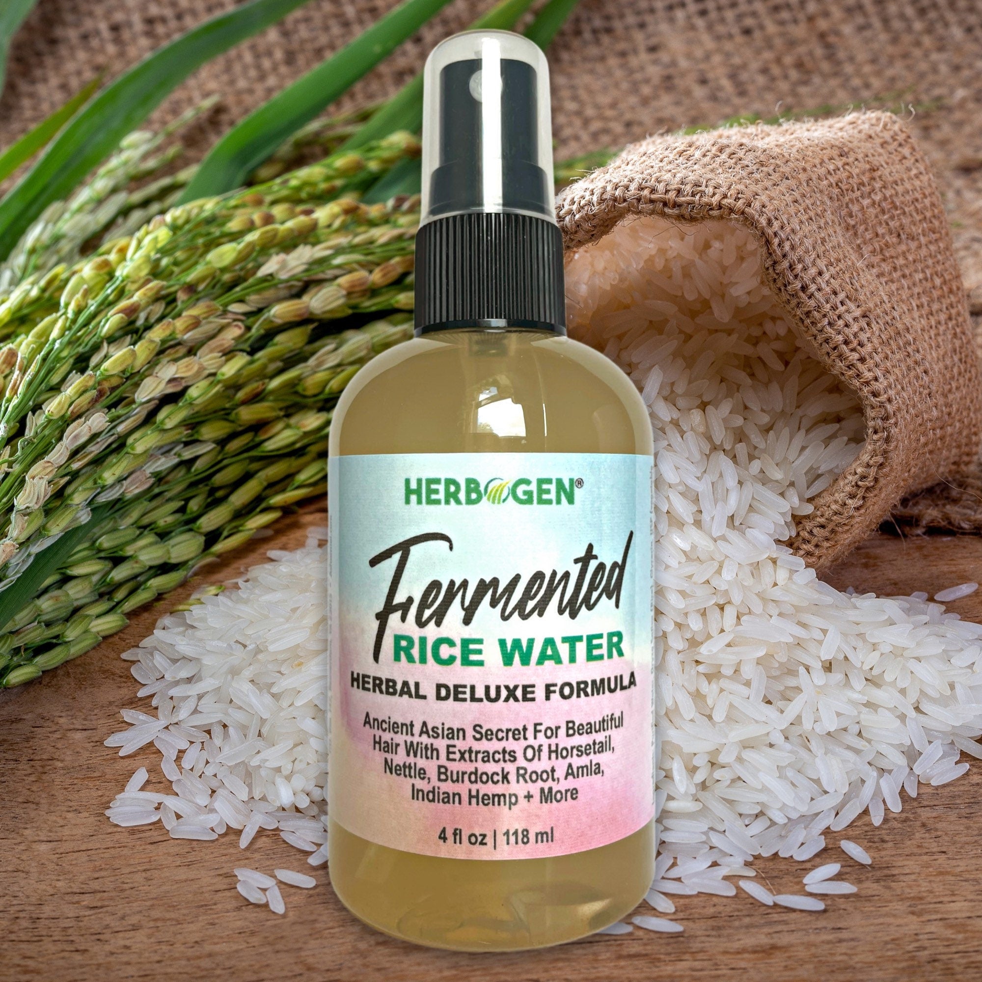 Fermented Rice Water Spray for Hair Growth, Herbal Organic Hair Spray, Biotin Hair Moisturizing Spray, Scalp Hydrate Tonic Spray