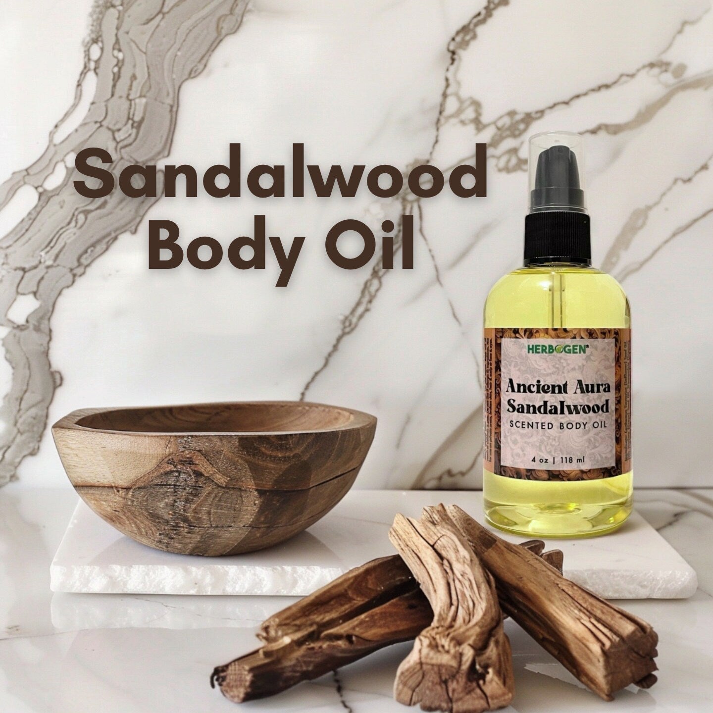 Ancient Aura Sandalwood Body Oil - Soft & Sweet Woody Aroma - Moisturizing and Nourishing with Natural Oils