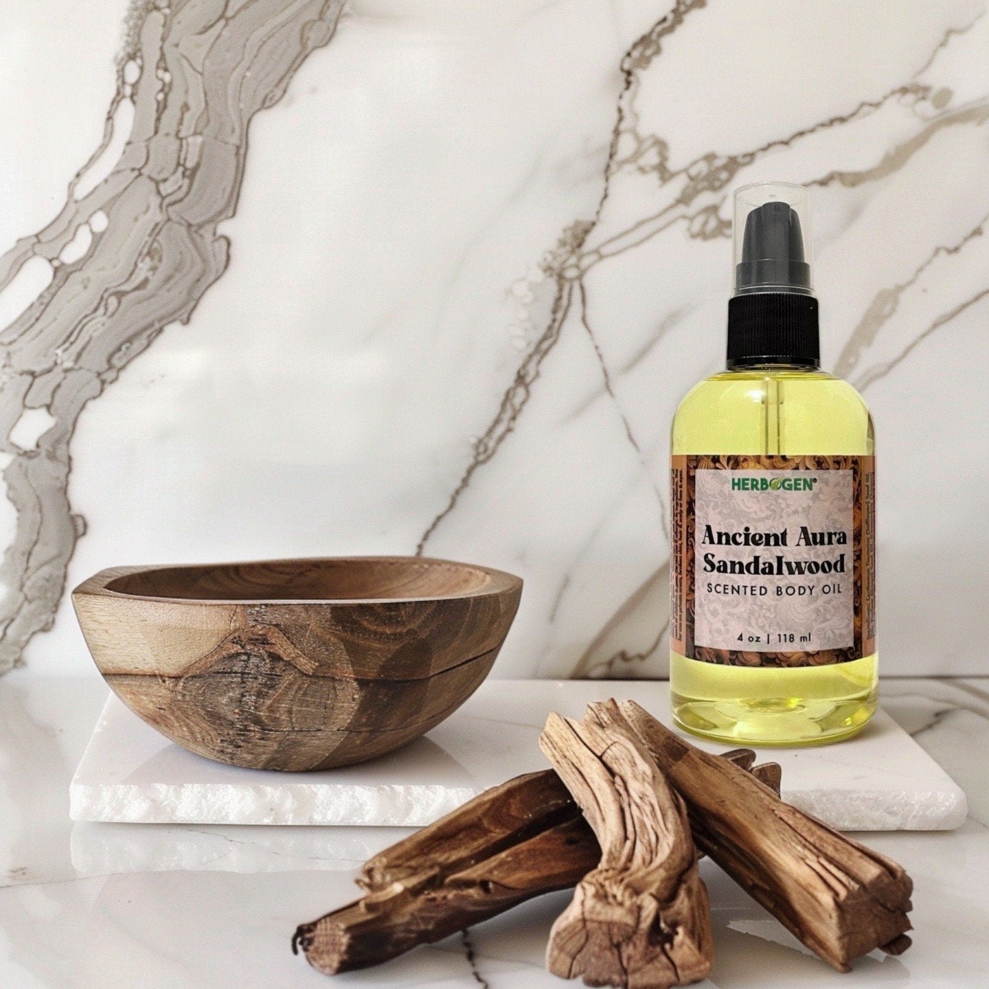 Ancient Aura Sandalwood Body Oil - Soft & Sweet Woody Aroma - Moisturizing and Nourishing with Natural Oils