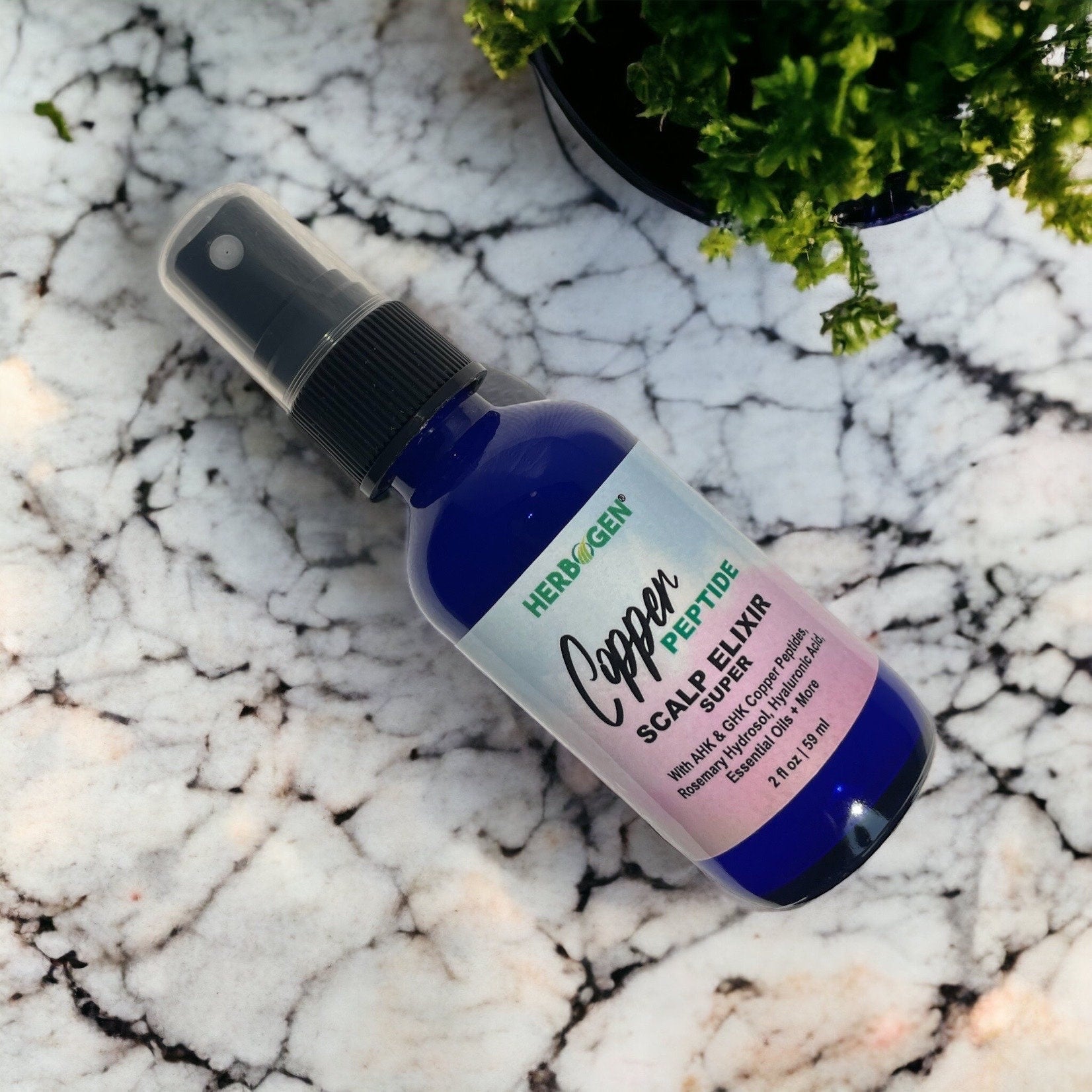 Copper Peptide Herbal Hair Scalp Serum, Natural Hair Growth Spray, Organic Hair Growth Serum, Hair Care, Hair Loss, Alopecia Serum