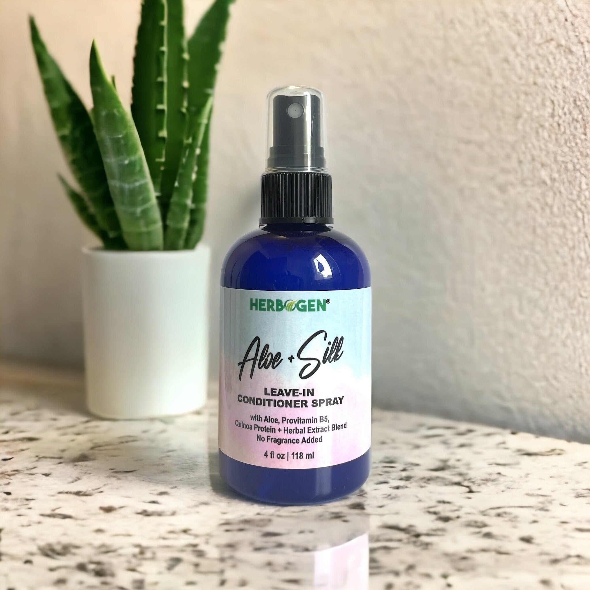 Leave-In Conditioner Spray with Aloe, Quinoa, Silk, Castor Oil, Coconut Oil, Argan Oil, Nettle, Horsetail, Peppermint, Banana & Passionfruit