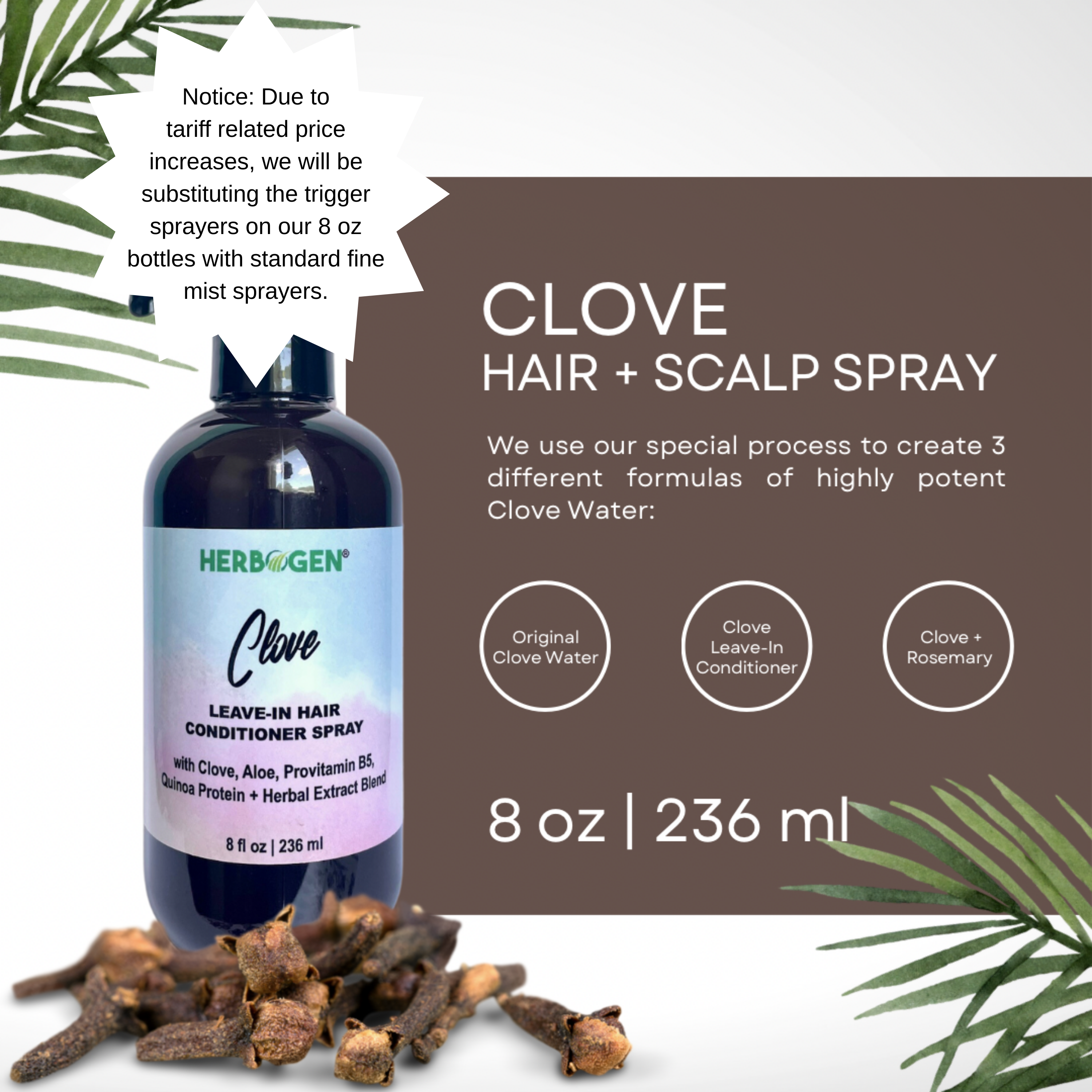 Clove Hair Growth Spray for Stronger Hair | Natural Hair Growth Treatment | Herbal Hair Care Solution | Clove Leave In Conditioner